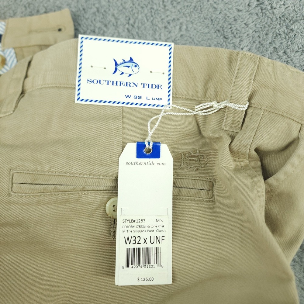 Southern Tide Pants Mens W32 L UNF Khaki Pima Cotton The Skipjack Chino Classic